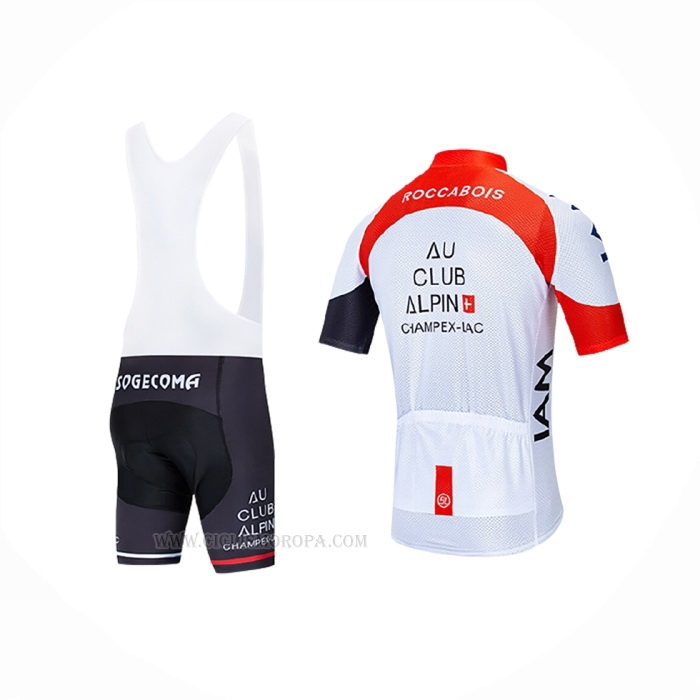 2020 Ropa Ciclismo IAM Blanco Rojo Negro Mangas Corta y Culotte Corto